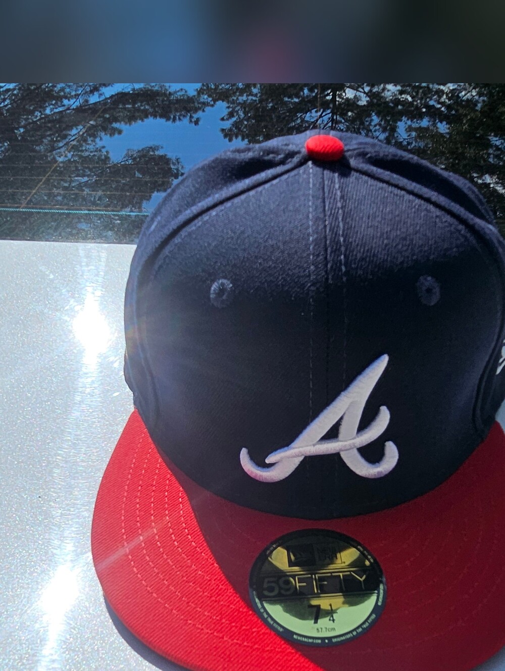 New Era 59Fifty Atlanta Braves Fitted Hat Navy Blue Red Black UV Cap NWT